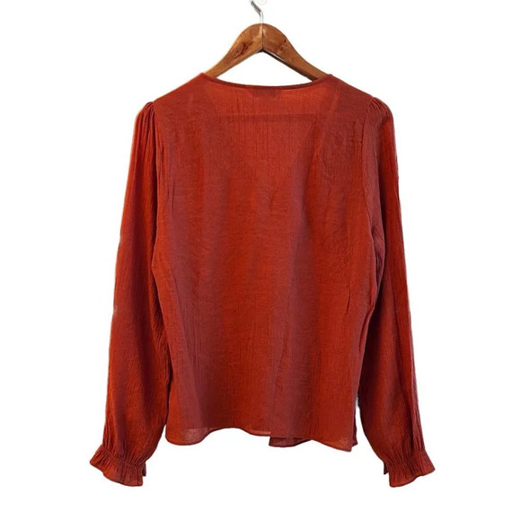 Nanette Lepore Orange Peasant Top Size Large - Picture 2 of 4